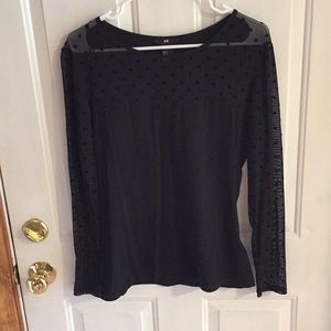 H&M black long sleeve shirt with sheer sleeves (M)